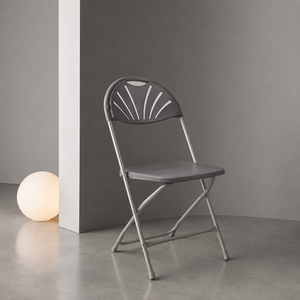 Durable Waterproof Comfortable Lightweight Portable Fan Back Plastic Folding <b>Chair</b> for Garden Park Warehouse Outdoor Events <b>Gray</b> - Product Image 1