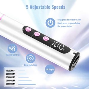 Bộ máy khoan móng không dây 3 trong 1 thiết kế mới 35000 vòng/phút, kèm đèn UV di động & đế sạc, dùng cho làm móng nghệ thuật tại salon & tại nhà - Product Image 4