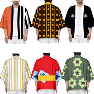 44 Estilos de Camisetas Unisex de Manga Tres Cuartos de ONE PIECE con Diseños de Luffy, Zoro, Ace, Sanji y Law, Kimono Haori, Capa, Camiseta de Anime para Hombre - Product Image 4