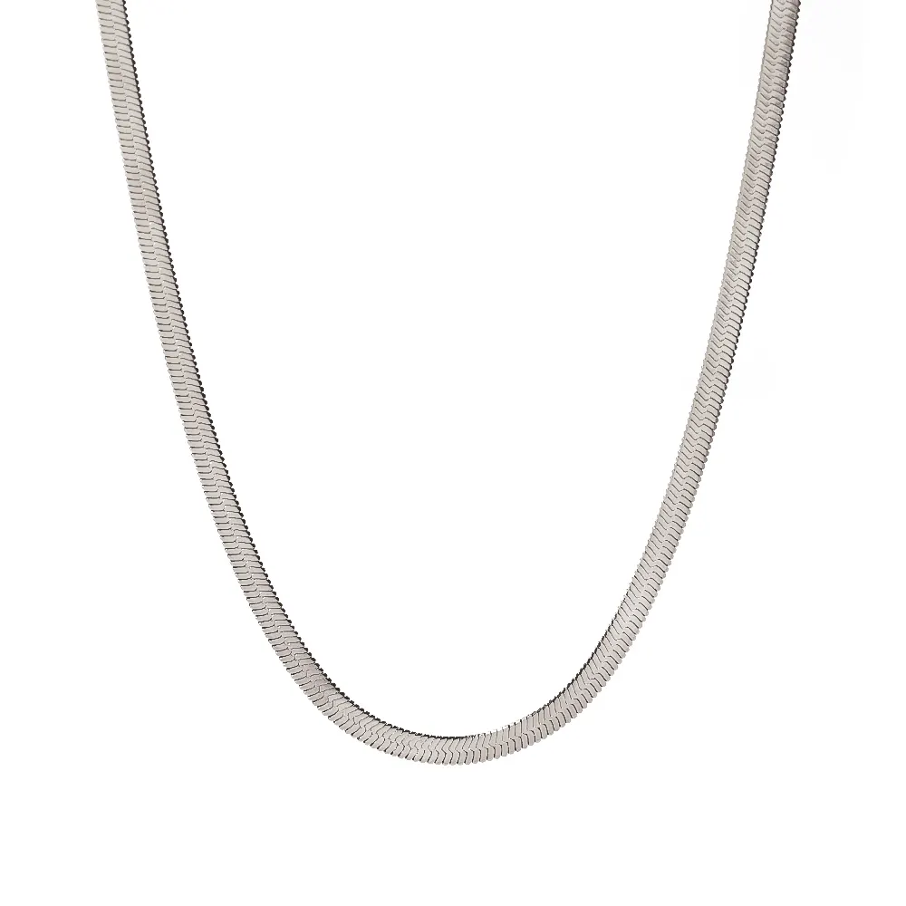 Gargantilla de cadena de serpiente plana, collar de mujer, estilo minimalista, acero inoxidable, Plata pulida para uso diario, bolsa Opp de 1 a 2 años