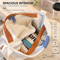 Sac fourre-tout en toile de coton avec logo personnalisé, grande capacité, couleur contrastée, sac à bandoulière pour femmes