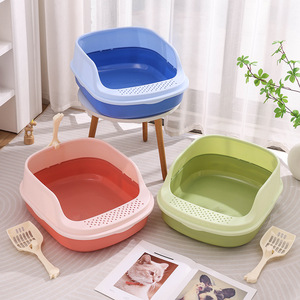 Bac à litière semi-fermé Chong Ke 47,7x38,7x20cm, design ouvert pour chats, avec pelle incluse - Product Image 1