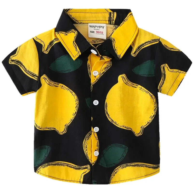 Hawaii Beach Boys Shirts Thin Fabric Toddler Tops Baby Tshirts Summer Cotton Children Kids Clothes