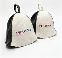 Chapeau de sauna en feutre de laine brodé avec la phrase « I Love Sauna », design bicolore, structure intérieure, accessoire pour fête de sauna