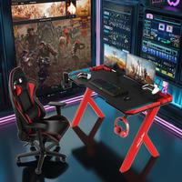 Ensemble de tables et de chaises de jeu de 140 cm avec éclairage LED RVB pour filles, bureau à domicile, ordinateur de jeu, chaise de bureau