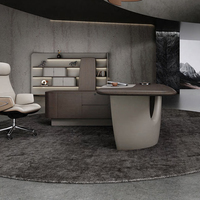 Bureau de direction de style italien KMJ, mobilier de bureau moderne de luxe, bureau en forme de L, table et chaise de bureau pour PDG