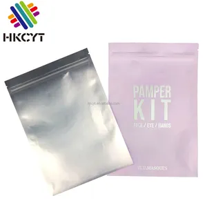 Sac en mylar transparent, personnalisé avec logo imprimé, 100 unités, pochette à fermeture éclair rose mat pour emballage de cils et rouge à lèvres - Product Image 1