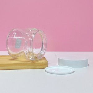 Eco-friendly Recycled Body Butter <b>Scrub</b> Cream Container 4oz 120g Clear Straight Side Glass Cream Jar with Lid - Product Image 3