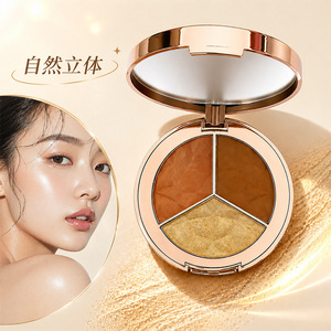 พาเลทไฮไลท์เตอร์ 01-02 เครื่องสำอางแต่งหน้าสามสีแบบธรรมชาติ - Product Image 1