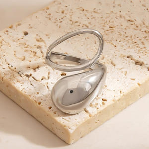 Stainless Steel Teardrop Shape <b>Adjustable</b> <b>Bracelet</b> Unisex Jewelry U Shaped Irregular Design Solid Color Fashion Accessory - Product Image 3