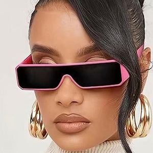 Lunettes de soleil Y2K à monture rectangulaire petite, avec logo personnalisé, verres monobloc, protection UV400, pour hommes et femmes, collection mode 2025 - Product Image 2