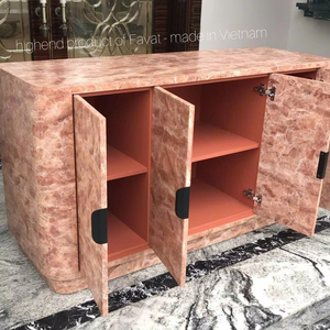 Modern Eco-Friendly Durable Pink Solid Wood Farmhouse <b>Sideboard</b> Luxury 4-Door Buffet Cabinet for Dining Room & Kitchen Wholesale - Product Image 1