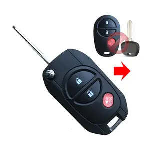 丰田塔科马汉兰达红杉锡耶纳苔原钥匙包的3个按钮改进版遥控汽车钥匙包Fob翻盖TOY43外壳