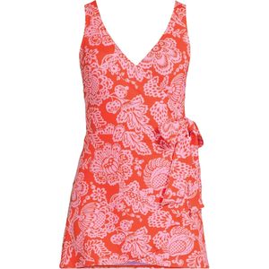Minivestido de baño para mujer con lazo lateral, cuello en V, corte en A, de secado rápido, tejido, tipo pareo - Product Image 4