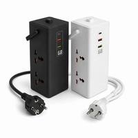 Multiprise verticale Schuko UE personnalisée avec logo, charge rapide USB-C PD, affichage numérique du compteur de puissance, 2m