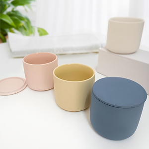 Custom Wholesale Sublimation Nordic Porcelain Ceramic Candle Jar Holder Container Vessels Cup with Lid and Box for Candle Making