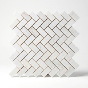 กระเบื้องโมเสคหินธรรมชาติลายก้างปลาสีงาช้าง ขนาด 12x12 นิ้ว สำหรับตกแต่งผนังและพื้น - Product Image 1