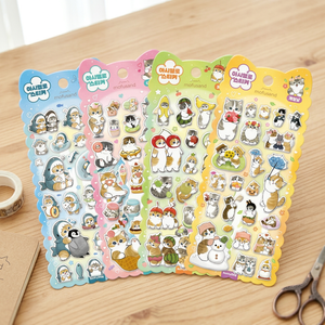 Marshmallow PVC Stickers Soft UV Printed Dessert Cat Korean <b>Cute</b> Character Removable Diary Deco Kawaii Wholesale - Product Image 3