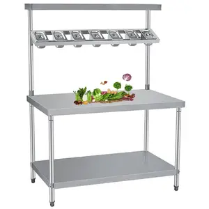 Multifunctionele Chef 'S Food Conservering Prep Tafelstation Roestvrijstalen Werktafel Met Overplank En Gn Pan Houder