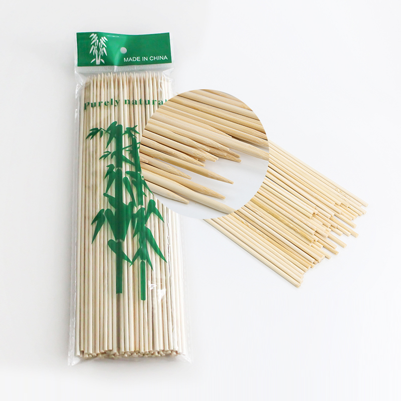 Varas de bambu ecológicas biodegradáveis, varas redondas de bambu para churrasco