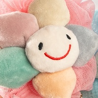 GLOWAY anak-anak produk mandi hadiah bahan aman Mesh Loofah Pouf bola mandi bentuk bunga anak-anak mandi spons