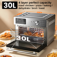 Horno de Convección Digital Multifuncional de 30L, Horno de Encimera, Tostadora y Horno para Pizza, Certificación CB/CE/ETL