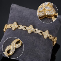 Bracelet Hip Hop tendance en argent S925, design trèfle à quatre feuilles, chaîne cubaine, unisexe, bracelet en moissanite, cadeau idéal