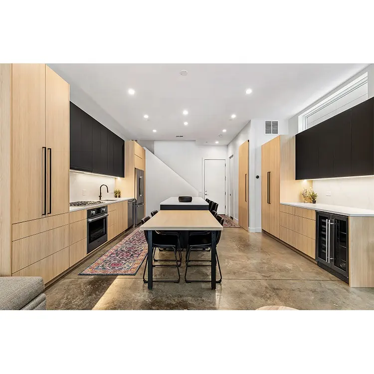 Özel dolap mutfak renk kontrast kabine tasarımcı katı ahşap melamin mutfak dolabı
