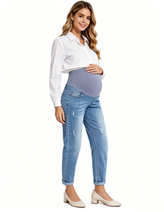 Jean Boyfriend Maternité Ultra Extensible 2026 – Confortable, Ample, Taille Haute, pour la Grossesse – <span class=keywords><strong>Pantalon</strong></span> en Denim Décontracté pour le Quotidien – Bleu Clair - Product Image 3