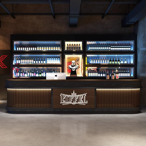 Scrivania Reception Bifacciale Personalizzabile Stile Industriale <span class=keywords><strong>Vintage</strong></span> per Sala Biliardo Bar Caffetteria Sala da Tè Scaffale Cassa Supermercato - Product Image 2
