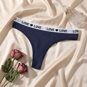 Ropa interior de algodón azul marino para mujer al por mayor, bragas sexys de talle medio, transpirables, deportivas, de moda, de color liso - Product Image 2