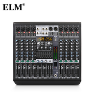 Amplificateur de mixage audio alimenté 8 canaux ELM avec Bluetooth, USB, 256 effets numériques, 250W*2 pour scène et karaoké