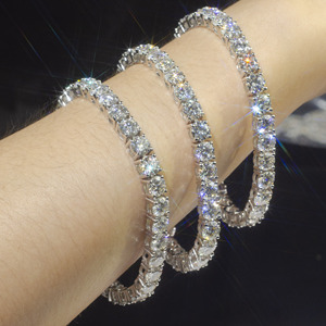 Prix le <span class=keywords><strong>moins</strong></span> <span class=keywords><strong>cher</strong></span> Hip Hop 925 Argent Gra VVS Moissanite Diamant Tennis Chaîne 3MM 4MM 5MM Collier Bracelet Hommes Femmes Fine Jewelry - Product Image 3