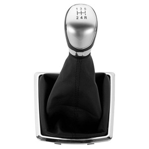 Car Gear Shift Knob Cover Leather 5 Speed 6 Speed Manual Transmission Black Silver Style Dashboard <b>Interior</b> <b>Accessory</b> - Product Image 4