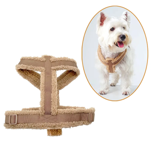 OKKPETSカスタム調節可能なペットハーネスフラリークリスマスウィンターウォームイミテーションウサギフェイクファーノープルドッグハーネスとリーシュセット - Product Image 5