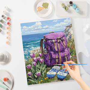 Pour CHENISTORY <span class=keywords><strong>violet</strong></span> sac à dos bricolage peinture par numéros Kits pour adultes paysage peinture acrylique sur toile pour la décoration intérieure - Product Image 5