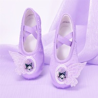Chaussures de ballet pour filles Chaussures d'acrobatie à talon plat à semelle souple Chaussures de danse classique en satin pour enfants