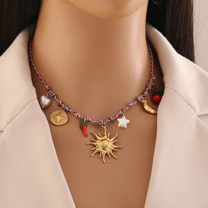 Collar de cadena de eslabones bohemios, joyería de playa de acero inoxidable con estrella de mar y concha marina, accesorio de dopamina - Product Image 2