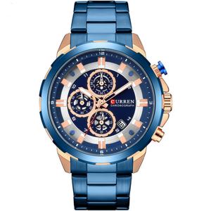 Trendy Men's Waterproof Quartz <b>Watch</b> for 8323 48mm Glass Pointer Alloy Stainless Steel Band Tilted Crown Six Pins - Product Image 4