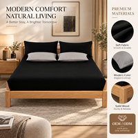 Offre Spéciale – Parure de Lit Ajustée Noire de Luxe 100% Coton Brodé Moderne 200TC Respirante et Durable Toutes Saisons Collection Hôtelière Extra