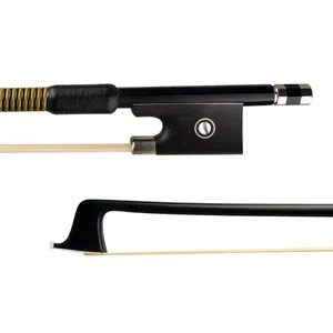 Archet de violon 4/4 pleine taille <span class=keywords><strong>en</strong></span> fibre de carbone noire, crin de cheval de Mongolie blanc ou noir, poignée ronde, œil de Paris, grenouille <span class=keywords><strong>en</strong></span> ébène, réponse rapide - Product Image 2