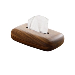 Modern Walnut Solid Wood Eco-Friendly Multi-Purpose Tissue Box Pebble Holder Handmade Hanging Organizer for Home Office Table - Product Image 1