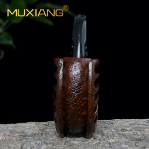 Muxiang Stone Wood Pipe 3mm Bore Military Plug Design Hand Carved Tobacco Smoking Pipe - Product Image 2