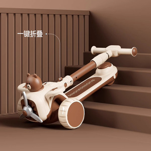 สกู๊ตเตอร์เด็กแบบพับได้พร้อมไฟ ปรับความสูงได้ สำหรับเด็กอายุ 3-6 ปี ดีไซน์รูปเครื่องบิน - Product Image 5