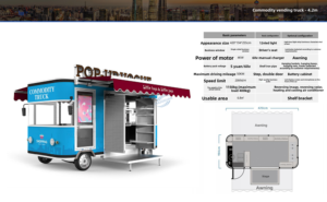 ซุ้มขายของเคลื่อนที่กลางแจ้งแบบกำหนดเอง, บูธขายชานมและขนมสำหรับตลาดกลางคืน, รถเข็นขายของริมทางสำหรับธุรกิจเชิงพาณิชย์ในสวนสาธารณะ - Product Image 3