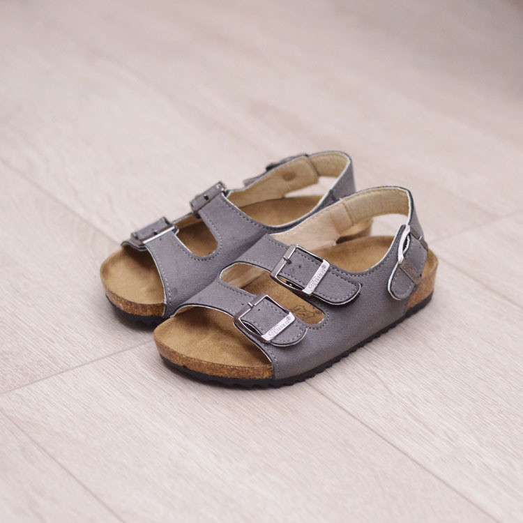 Fashion Summer Cork Slippers Children Leather Slides Shoes Boys Baby Girl Sandals For Kids