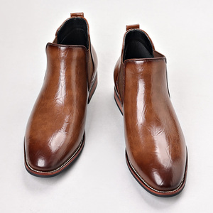 Bottes Chelsea pour hommes, style anglais, bottes en cuir rétro grande taille, bottes Martin anglaises - Product Image 5