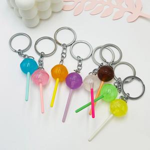 Mini porte-clés en résine 3D colorée en forme de sucette, joli porte-clés alimentaire simulé pour hommes et femmes, pendentifs de sac à main, cadeau - Product Image 3