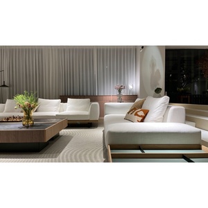 Bộ ghế sofa kết hợp hình chữ L bằng vải hiện đại của Ý, nội thất phòng khách châu Âu bằng gỗ nguyên khối, ghế sofa lớn màu trắng sang trọng - Product Image 2