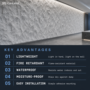 Panneaux muraux en PU texturé effet pierre Crestline Clean, revêtement mural paysager grand format pour les murs de marinas et d'aquariums - Product Image 5